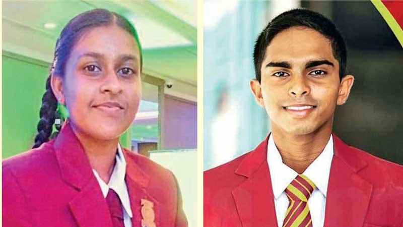 2020 Observer-Mobitel Most Popular Schoolgirl Cricketer of the Year, Nimesh Wijesundera of Marapola MV, Minuwangoda and 2020 Observer-Mobitel Most Popular Schoolboy Cricketer of the Year, Anuda Jayaweera of Ananda College, Colombo