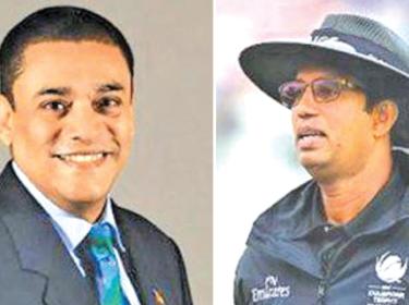 ICC Chief Match Referee Ranjan Madugalle (left) and ICC Elite Panel Umpire Kumara Dharmasena are playing roles as ICC officials at the T20 World Cup