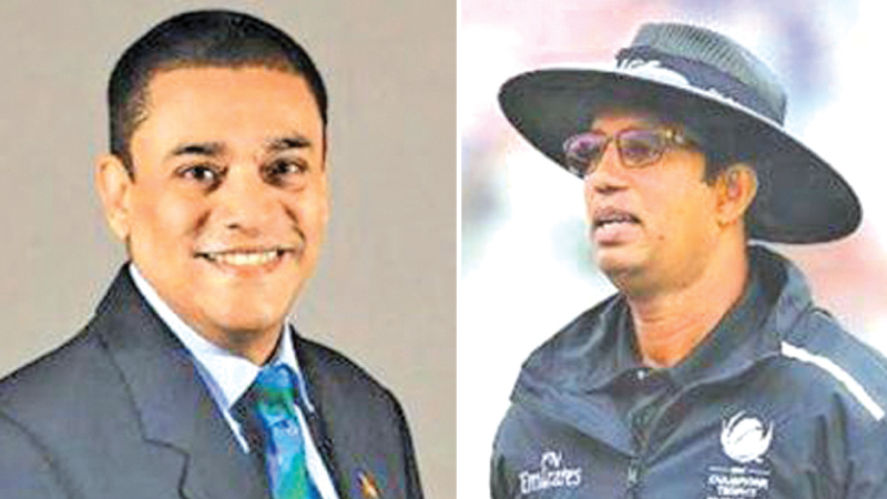 ICC Chief Match Referee Ranjan Madugalle (left) and ICC Elite Panel Umpire Kumara Dharmasena are playing roles as ICC officials at the T20 World Cup