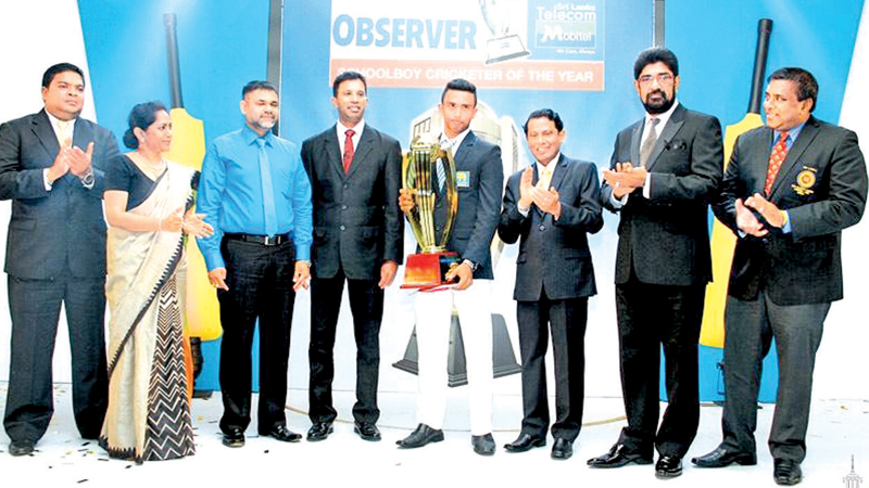 FLASHBACK: Sadeera Samarawickrema of St. Joseph’s College, Colombo was awarded the Observer Schoolboy Cricketer of the Year award at the Cinnamon Grand Hotel on October 15, 2014. Pic: Sulochana Gamage