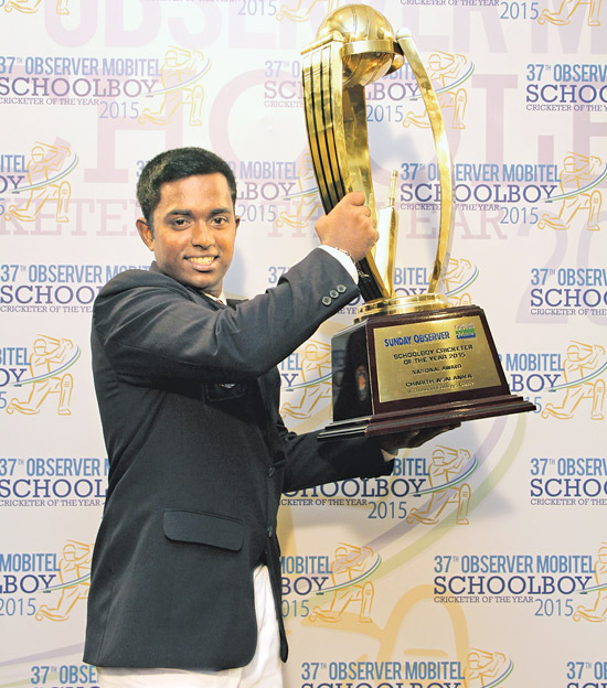 Charith Asalanka of Richmond College,Galle became the undisputed champion schoolboy cricketer for the year 2015 winning three major awards