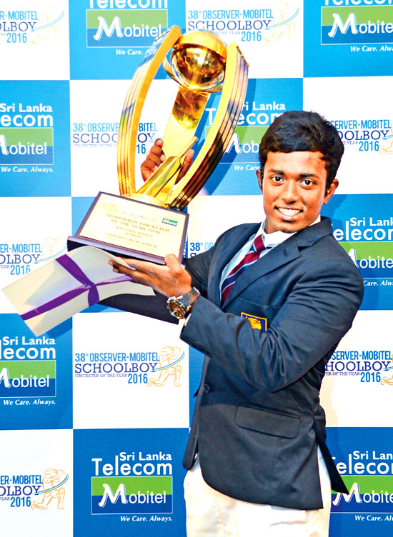 Charith Asalanka of Richmond College Galle, who won the Schoolboy Cricketer of the Year