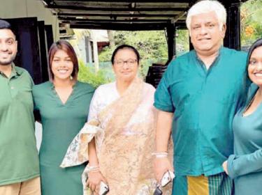 Ranatunga family - (from left) son Dhyan, daughter-in-law Denushka, wife Samadara, Arjuna and daughter Thiyangie